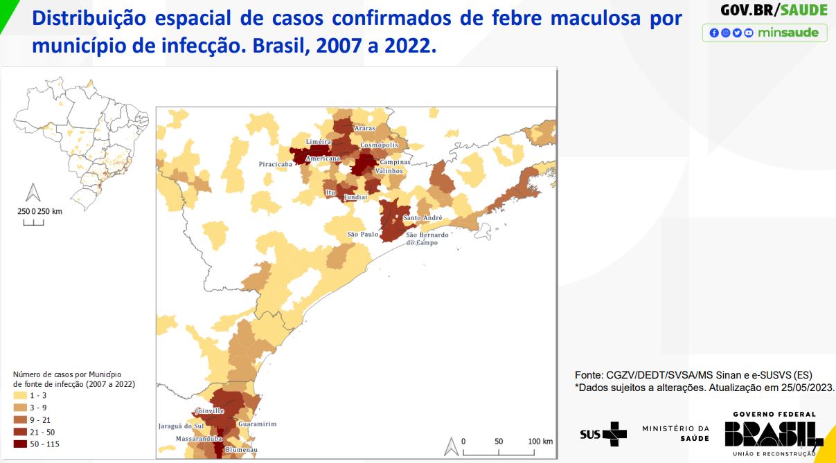 Distribuição espacial casos FM