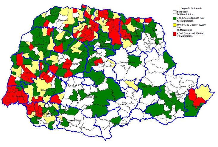 mapa dengue Paraná
