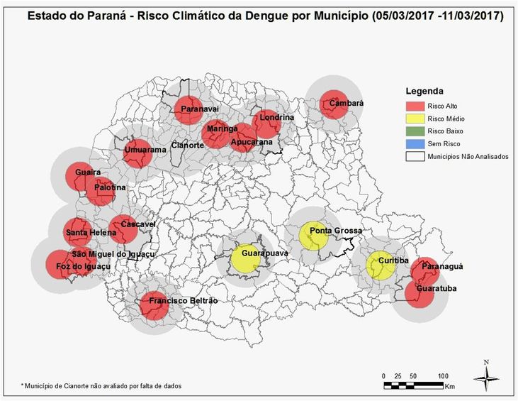 Mapa de risco climático - dengue - SE 10/2017