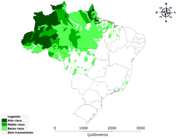Risco de transmissão de malária no Brasil