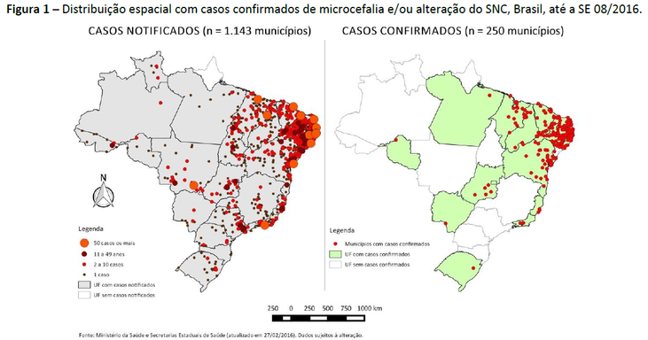 Distribuição geográfica de casos de microcefalia