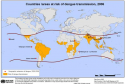 Áreas de risco de transmissão da dengue.